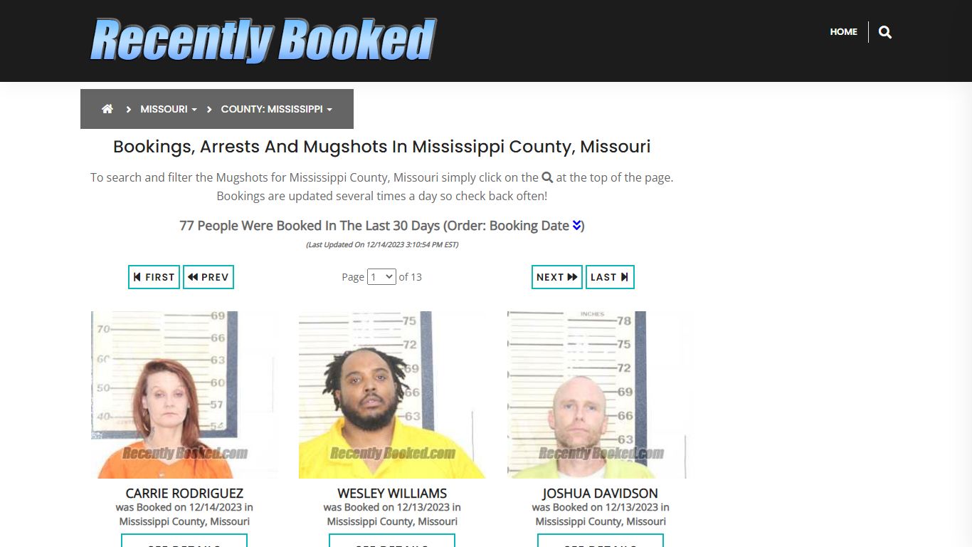 Bookings, Arrests and Mugshots in Mississippi County, Missouri